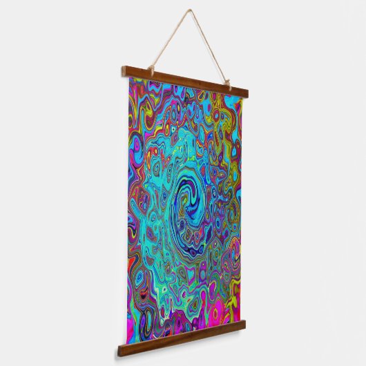 Trippy Sky Blue Abstract Retro Liquid Swirl Hangend Wandkleed (Gebogen)