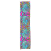 Trippy Sky Blue Abstract Retro Liquid Swirl Korte Tafelloper (Voorkant)