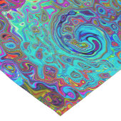Trippy Sky Blue Abstract Retro Liquid Swirl Korte Tafelloper (Hoek)