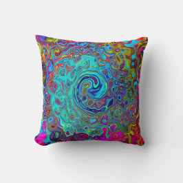 Trippy Sky Blue Abstract Retro Liquid Swirl Kussen