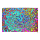 Trippy Sky Blue Abstract Retro Liquid Swirl Kussensloop (Voorkant)