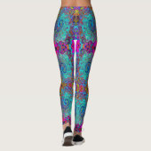 Trippy Sky Blue Abstract Retro Liquid Swirl Leggings (Achterkant)