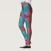 Trippy Sky Blue Abstract Retro Liquid Swirl Leggings (Links)