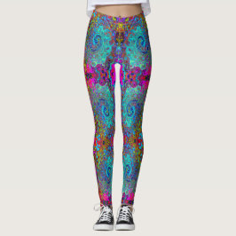 Trippy Sky Blue Abstract Retro Liquid Swirl Leggings