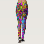 Trippy Sky Blue Abstract Retro Liquid Swirl Leggings (Achterkant)