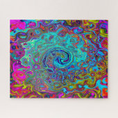 Trippy Sky Blue Abstract Retro Liquid Swirl Legpuzzel (Horizontaal)