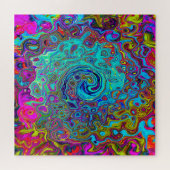 Trippy Sky Blue Abstract Retro Liquid Swirl Legpuzzel (Horizontaal)