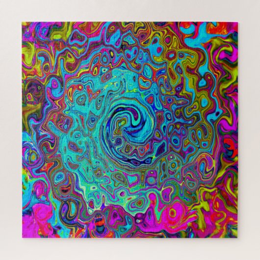 Trippy Sky Blue Abstract Retro Liquid Swirl Legpuzzel (Verticaal)