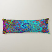 Trippy Sky Blue Abstract Retro Liquid Swirl Lichaamskussen (Achterkant)
