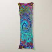 Trippy Sky Blue Abstract Retro Liquid Swirl Lichaamskussen (Voorkant Verticaal)