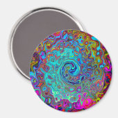 Trippy Sky Blue Abstract Retro Liquid Swirl Magneet (Voorkant / Achterkant)