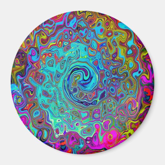 Trippy Sky Blue Abstract Retro Liquid Swirl Magneet (Voorkant)