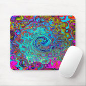 Trippy Sky Blue Abstract Retro Liquid Swirl Muismat (Met muis)