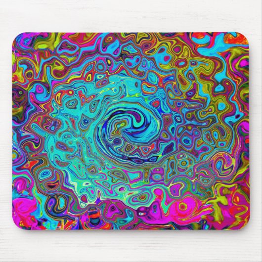 Trippy Sky Blue Abstract Retro Liquid Swirl Muismat (Voorkant)