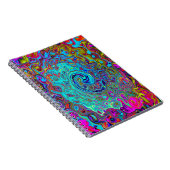 Trippy Sky Blue Abstract Retro Liquid Swirl Notitieboek (Rechterzijde)