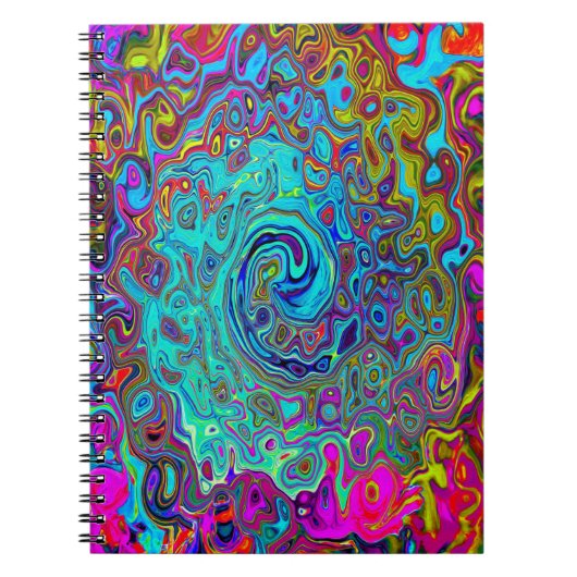 Trippy Sky Blue Abstract Retro Liquid Swirl Notitieboek (Voorkant)