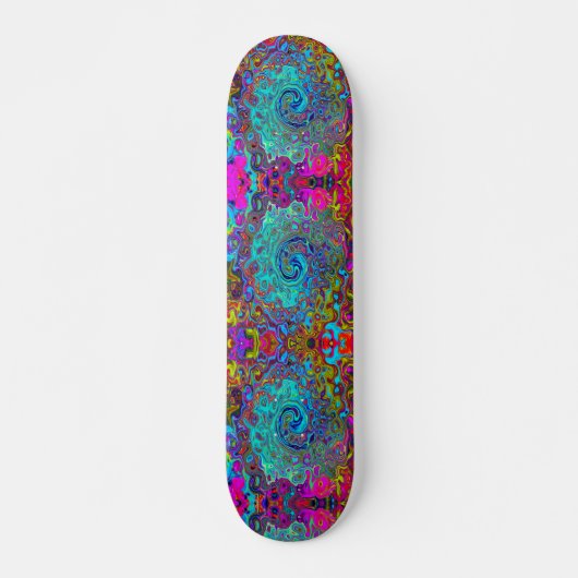 Trippy Sky Blue Abstract Retro Liquid Swirl Persoonlijk Skateboard (Voorkant)