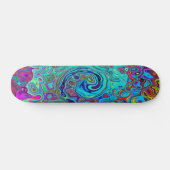 Trippy Sky Blue Abstract Retro Liquid Swirl Persoonlijk Skateboard (Horizontaal)