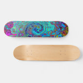 Trippy Sky Blue Abstract Retro Liquid Swirl Persoonlijk Skateboard (Horizontaal)