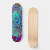 Trippy Sky Blue Abstract Retro Liquid Swirl Persoonlijk Skateboard (Voorkant)