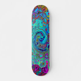 Trippy Sky Blue Abstract Retro Liquid Swirl Persoonlijk Skateboard