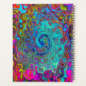 Trippy Sky Blue Abstract Retro Liquid Swirl Planner (Achterkant)