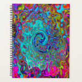 Trippy Sky Blue Abstract Retro Liquid Swirl Planner (Voorkant)
