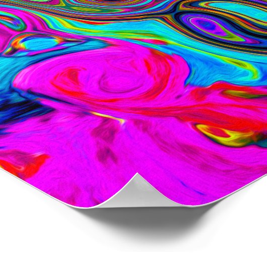 Trippy Sky Blue Abstract Retro Liquid Swirl Poster (Hoek)