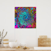 Trippy Sky Blue Abstract Retro Liquid Swirl Poster (Keuken)