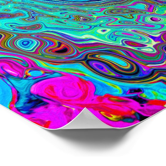 Trippy Sky Blue Abstract Retro Liquid Swirl Poster (Hoek)