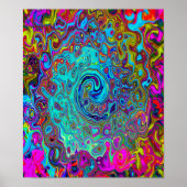 Trippy Sky Blue Abstract Retro Liquid Swirl Poster (Voorkant)