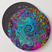 Trippy Sky Blue Abstract Retro Liquid Swirl Ronde Button 6,0 Cm (Voorkant /achterkant)