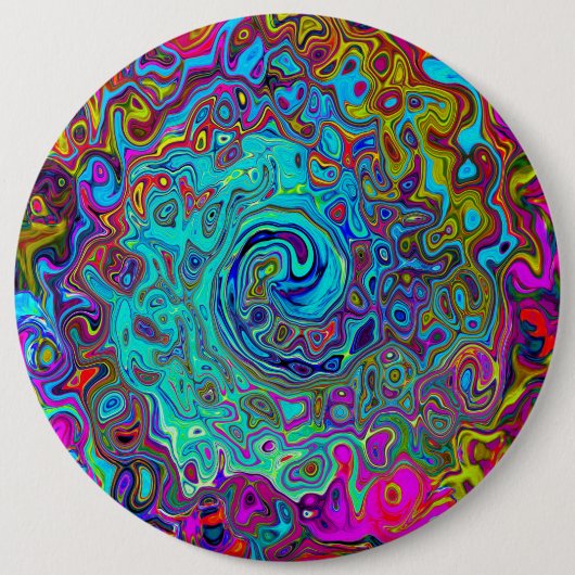 Trippy Sky Blue Abstract Retro Liquid Swirl Ronde Button 6,0 Cm (Voorkant)