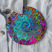 Trippy Sky Blue Abstract Retro Liquid Swirl Ronde Button 6,0 Cm (In situ)