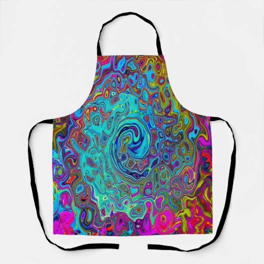 Trippy Sky Blue Abstract Retro Liquid Swirl Schort (Voorkant)