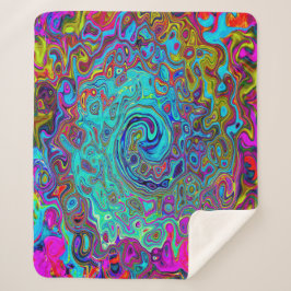 Trippy Sky Blue Abstract Retro Liquid Swirl Sherpa Deken