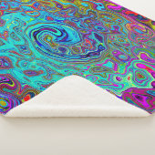 Trippy Sky Blue Abstract Retro Liquid Swirl Sherpa Deken (3/4)