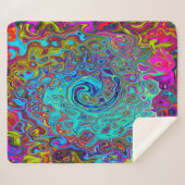 Trippy Sky Blue Abstract Retro Liquid Swirl Sherpa Deken (Voorkant (horizontaal))