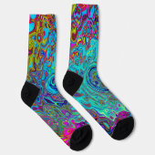 Trippy Sky Blue Abstract Retro Liquid Swirl Sokken (Rechts)