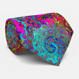Trippy Sky Blue Abstract Retro Liquid Swirl Stropdas