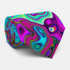 Trippy Sky Blue Abstract Retro Liquid Swirl Stropdas