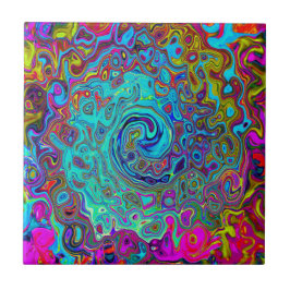 Trippy Sky Blue Abstract Retro Liquid Swirl Tegeltje