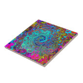 Trippy Sky Blue Abstract Retro Liquid Swirl Tegeltje (Zijkant)