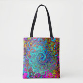 Trippy Sky Blue Abstract Retro Liquid Swirl Tote Bag (Voorkant)