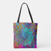 Trippy Sky Blue Abstract Retro Liquid Swirl Tote Bag (Achterkant)