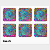 Trippy Sky Blue Abstract Retro Liquid Swirl Vierkante Sticker (Vel)