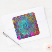 Trippy Sky Blue Abstract Retro Liquid Swirl Vierkante Sticker (Envelop)