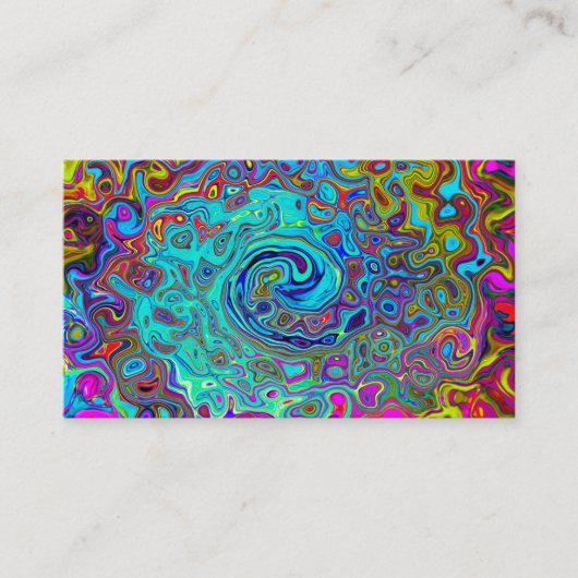 Trippy Sky Blue Abstract Retro Liquid Swirl Visitekaartje (Voorkant)