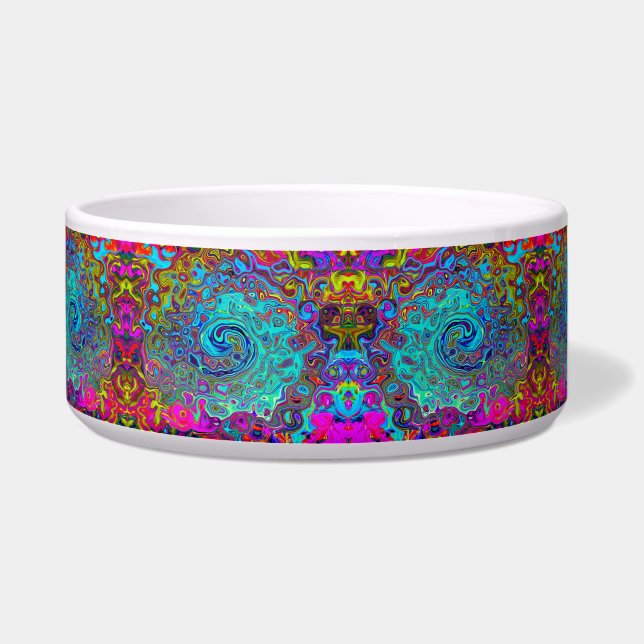 Trippy Sky Blue Abstract Retro Liquid Swirl Voerbakje (Rechts)