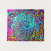 Trippy Sky Blue Abstract Retro Liquid Swirl Wandkleed (Voorkant (horizontaal))
